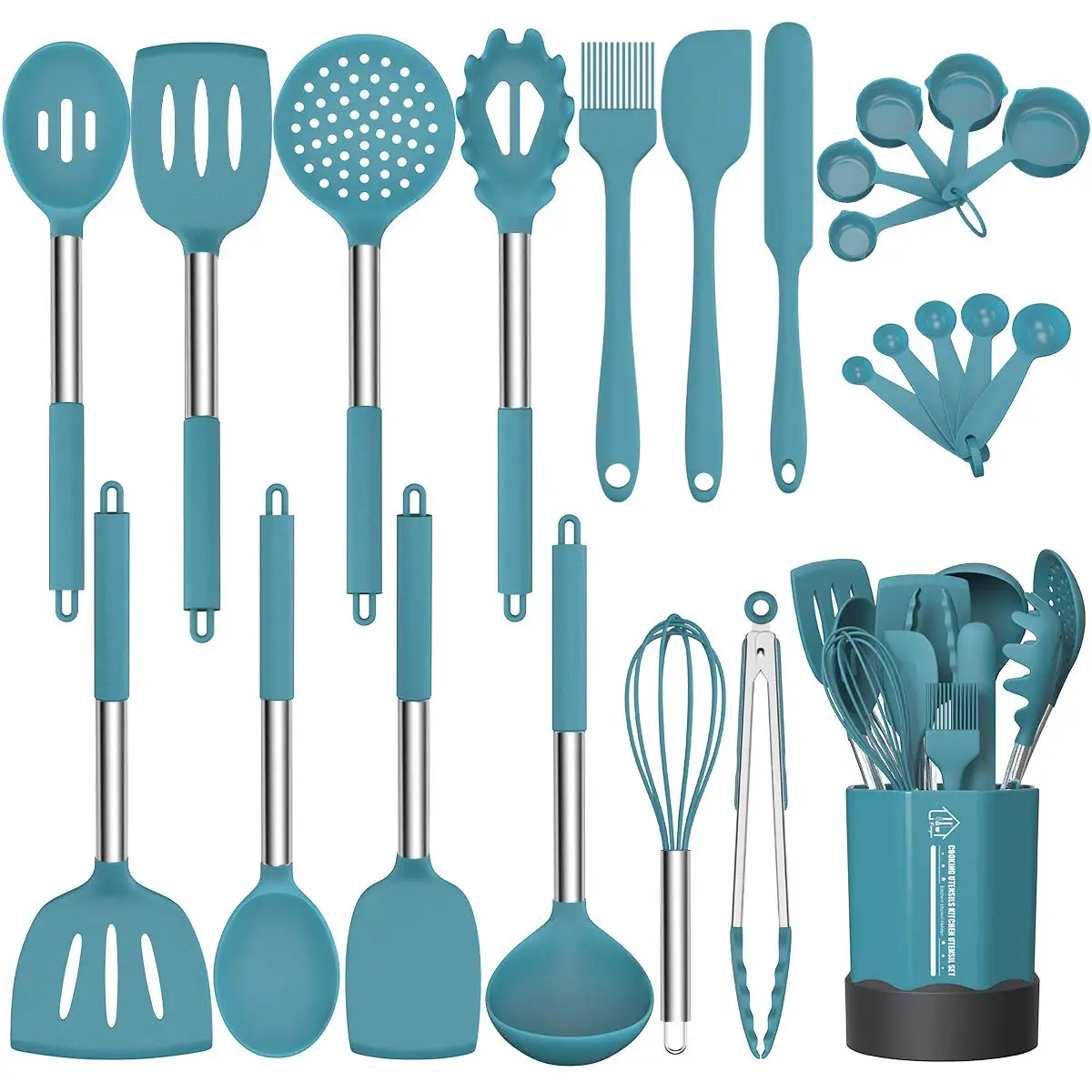 Heat Resistant Silicone Cooking Utensil Set 24 Piece Silicone Support For Spoon And Utensils