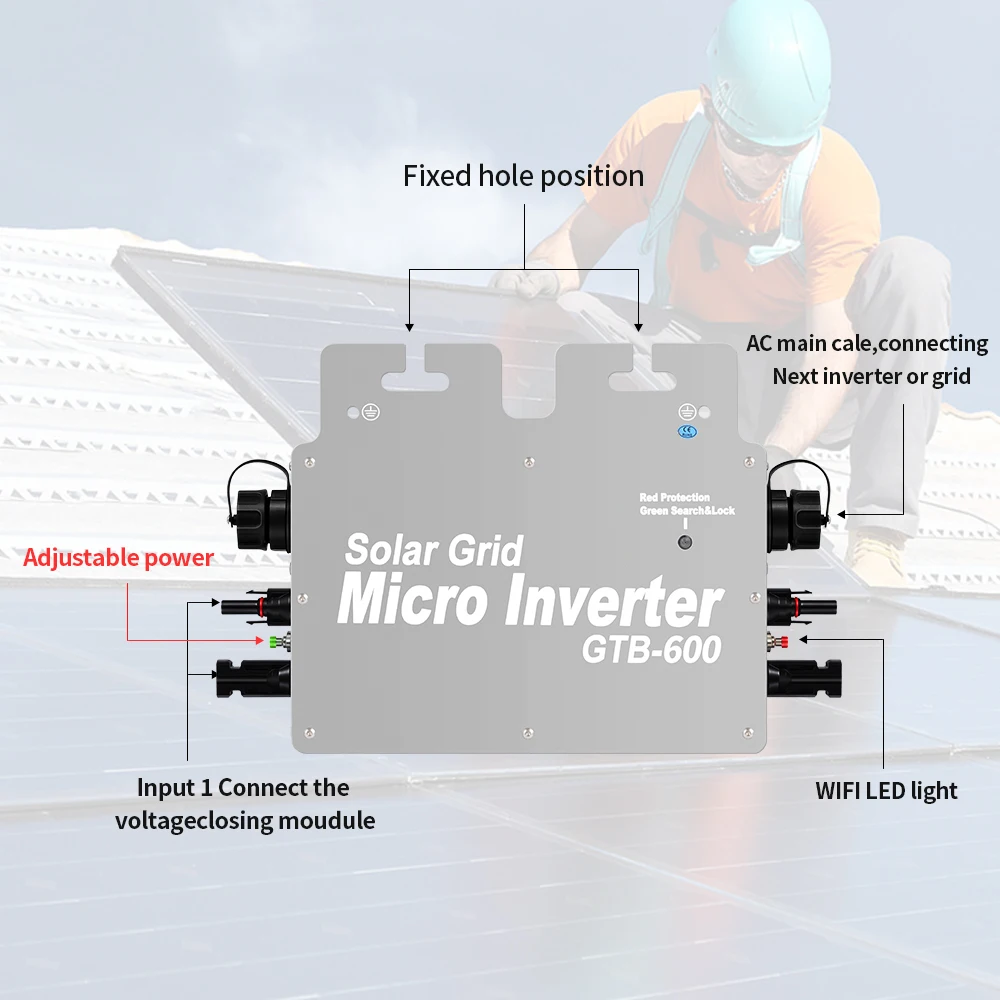 Solar Mini Micro Inverter W Wifi Monitoring Mppt Grid Tie Solar