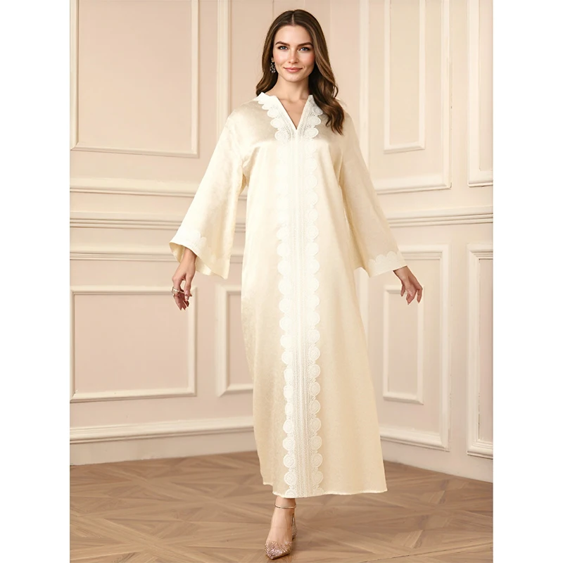 Wholesale Luxury Open Abaya for Muslim Women Turkey's Modest Dubai Kaftan with Lace Sleeves Breathable Kimono Style From Eid factory