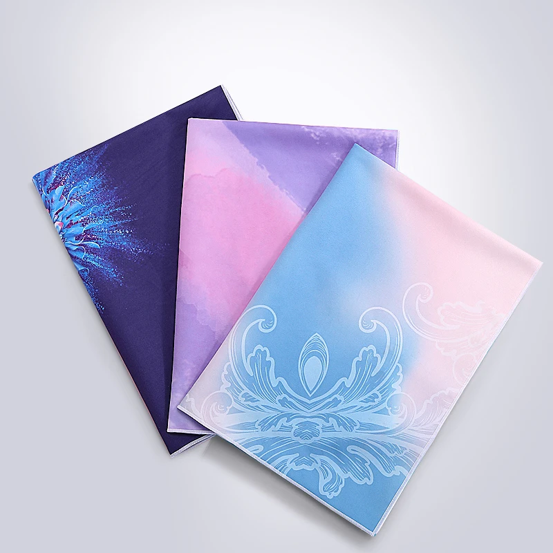 High Quality  Custom Printing Logo No Slip Microfiber Mat Pockets Yoga Towels