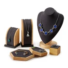 Luxury Black Jewellery Stand High Quality Earrings Jewelry Display Set Bamboo Wood Display Jewelry Props