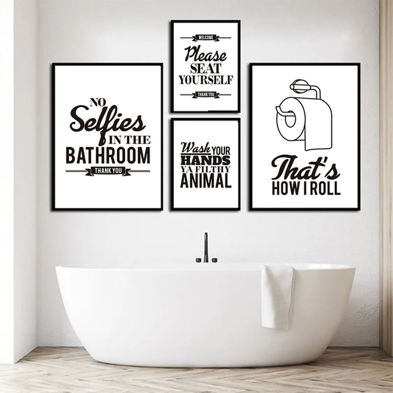 Simple Bathroom Funny Quotes Decoration Painting Black White Poster Prints  Wholesale Wall Decor - Buy Bathroom Decorative Wall Painting Funny  Decor,Prints Wall Art With Frame,Nordic Home Decoration Product on  
