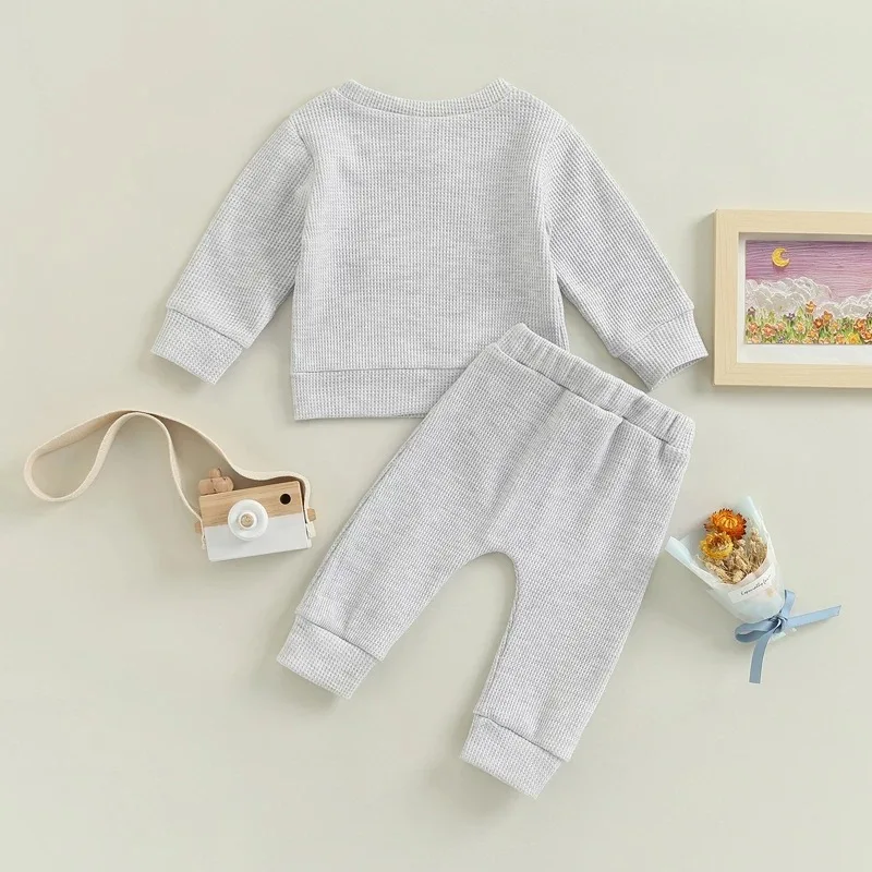 2022 newborn baby boys girls clothing sets casual waffle infant clothes new autumn toddler girls 2pcs jogging sets