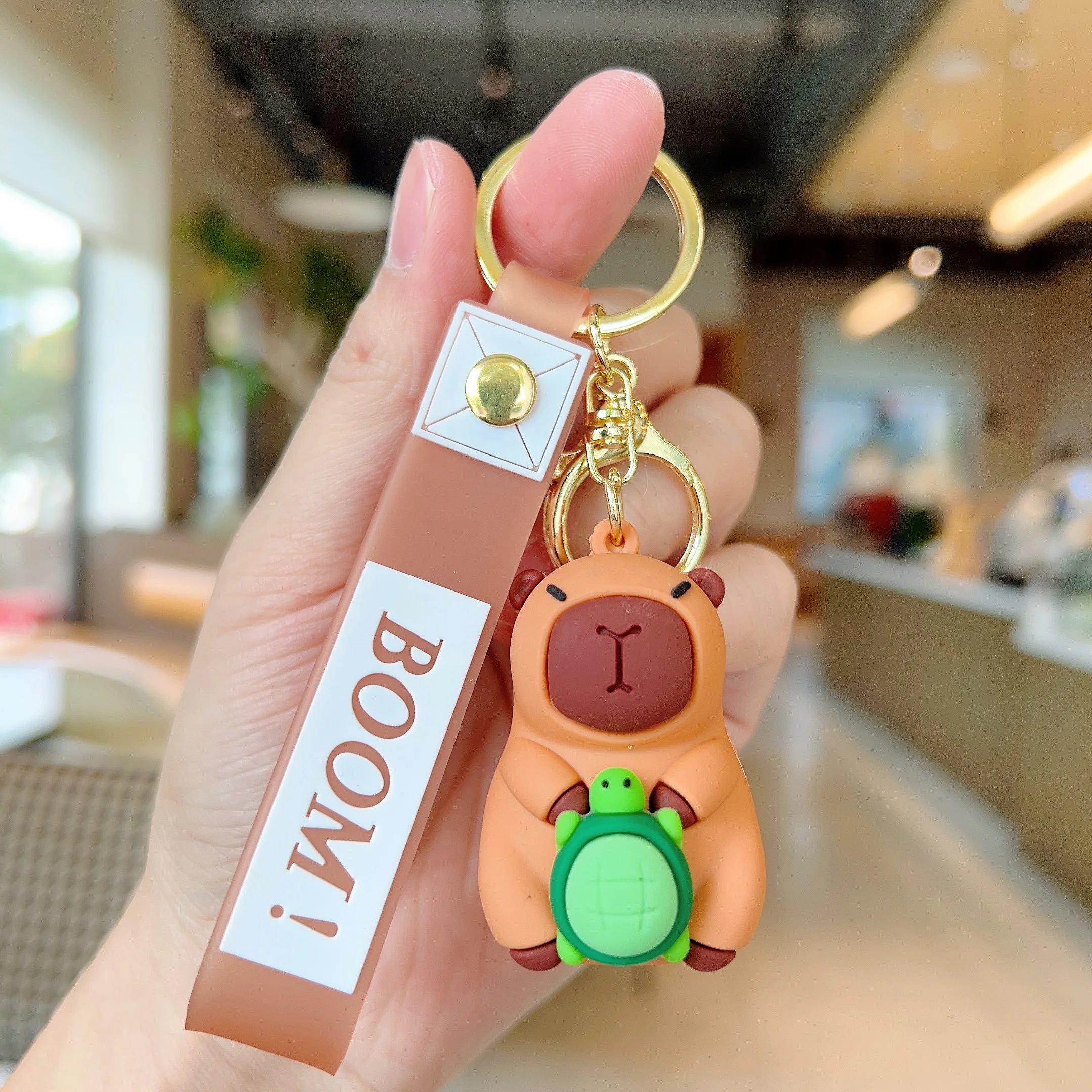 2024 New design Animal series Cartoon cute capybara key holder funny silicone doll lanyards custom 3d silicon keychain