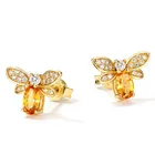 Earring Citrine Earrings Fashion Cute Bee Stud Earring For Women Unique Design Gold Plating Citrine Earrings