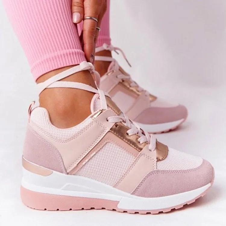 Hot Sell Large Size 2024 new comfortable sport running shoes  non-slip casual  wedge sneakers women