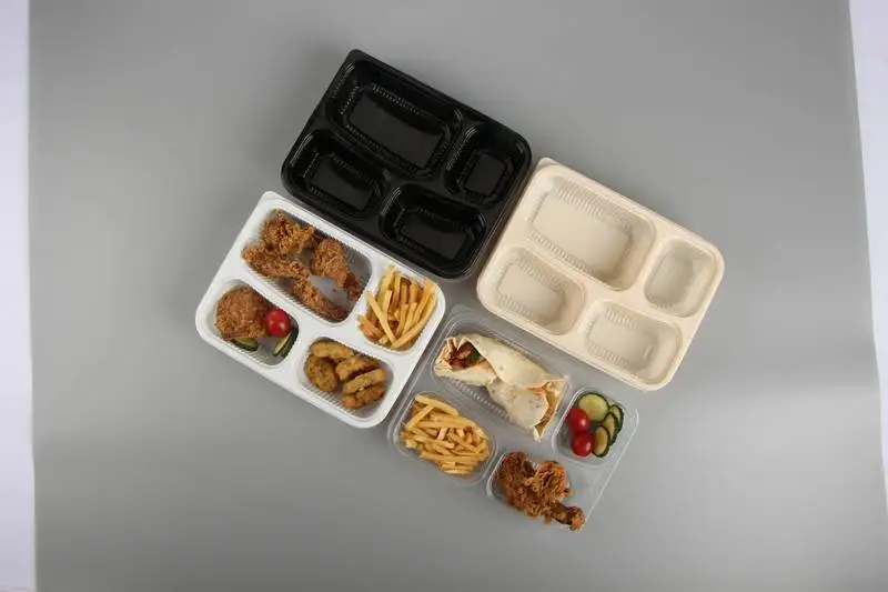 Stackable Microwave Plastic 4 Compartment Food Containers Disposable Take Out Containers