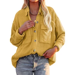 Dear-Lover Factory Price Boutique Clothing Women Corduroy Jacket Button Ribbed Textured Shacket