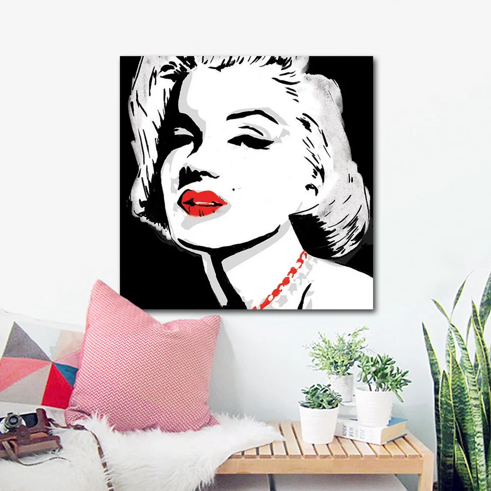 Hand painted art canvas 16”X20” MARILYN MONROE ”Acrylic painting Black & White 