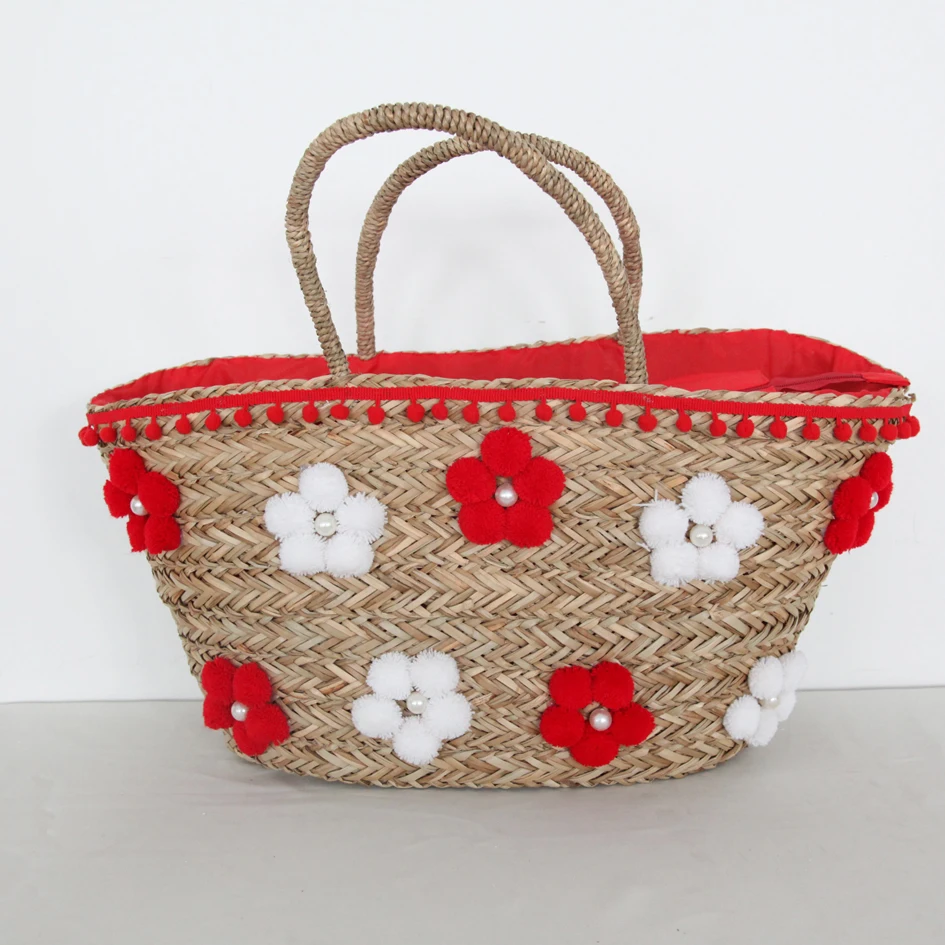 ins style summer hot selling beach Bag OEM Customized lady Straw bag wedding gift bag