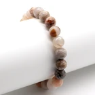 Bamboo Bead Hot Selling Wholesale Natural Bamboo Leaf Agate Round Bead Beaded Elastic Bracelet