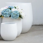 Large Garden Cement Garden Pot Modern White Large Size Lightweight Big Cement Garden Flower Pots Plants Set
