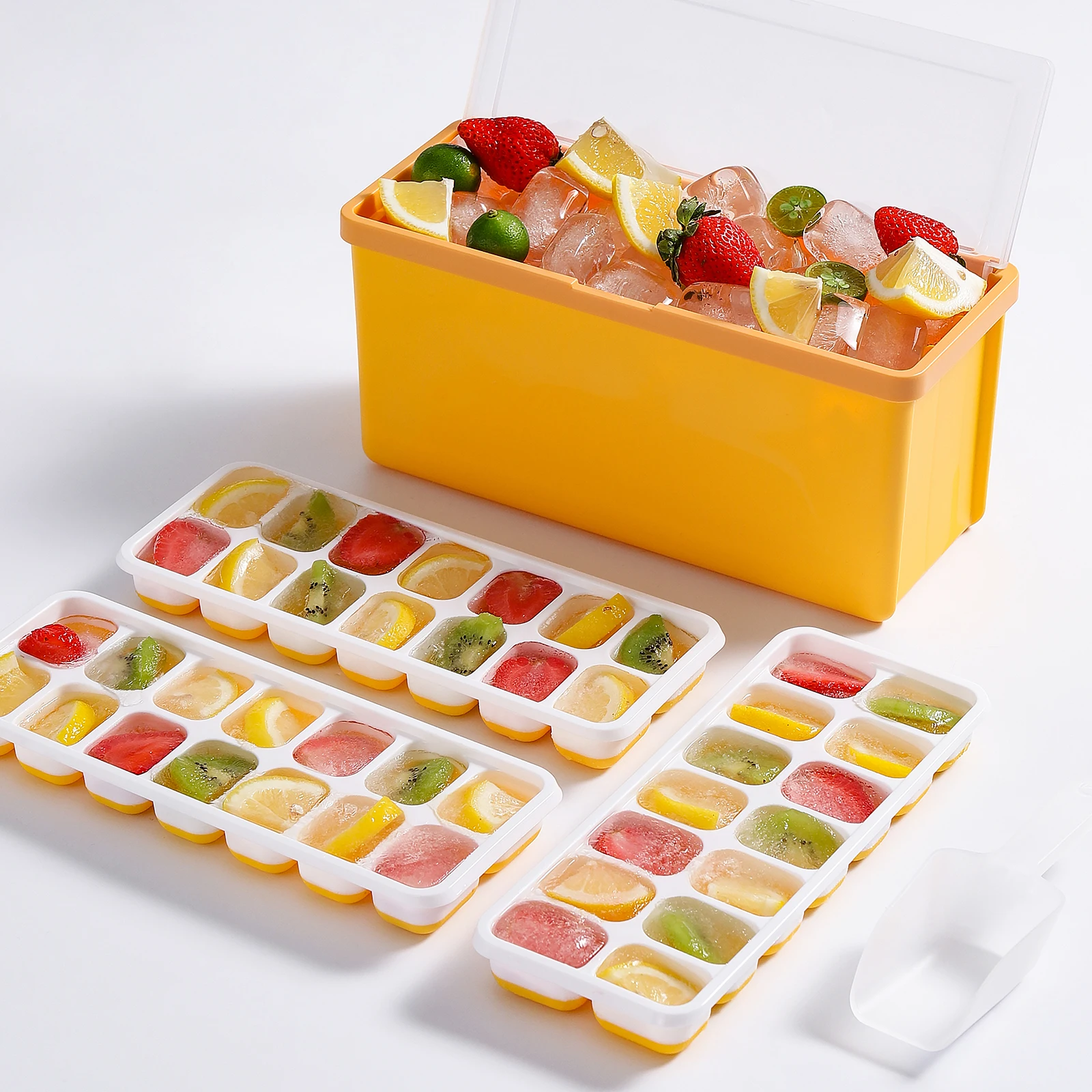 HAIXIN Silicone Press Type Ice Cube Tray With Cover Ice Tray Multi Layer Drawable Ice Cube Tray