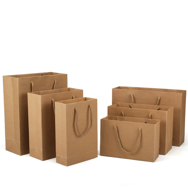 Accept Custom Order Handle Gift Paper Bag Wholesale Kraft Paper Gift Pack Bag With Custom Logo