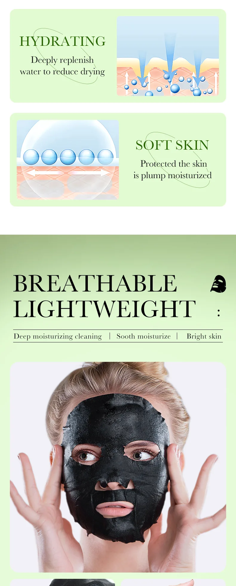 Nourishing Facial Sheet Mask Set Vitamin C Skincare for Face Collagen Charcoal Whitening Mask