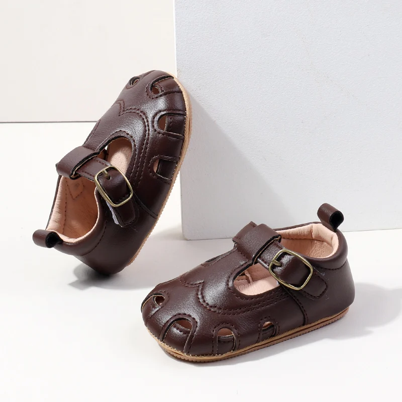 High Quality Baby Girl Toddler Formal Shoes Summer Loophole Design Small Leather Flat Breathable Anti-Slip Solid Pattern manufacture