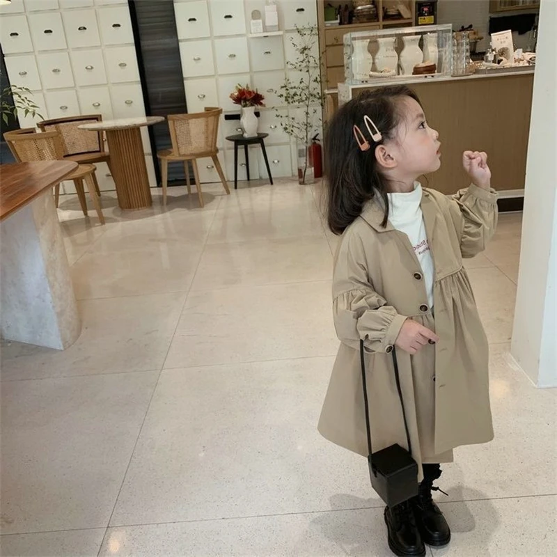 2023 Korean version children spring autumn windbreaker kids long jackets baby girls fall overcoats outwears for girl