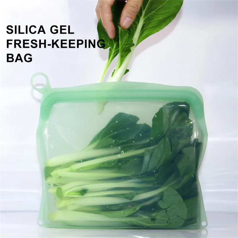 product silicone food storage bag 1000ml foldable reusable fresh keeping leakproof freezer safe airtight eco friendly snack container-2