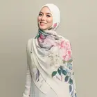 Shawls Printed Floral Pleated Shawls Crinkle Chiffon Hijab Scarf Malaysia Women Bawal Tudung