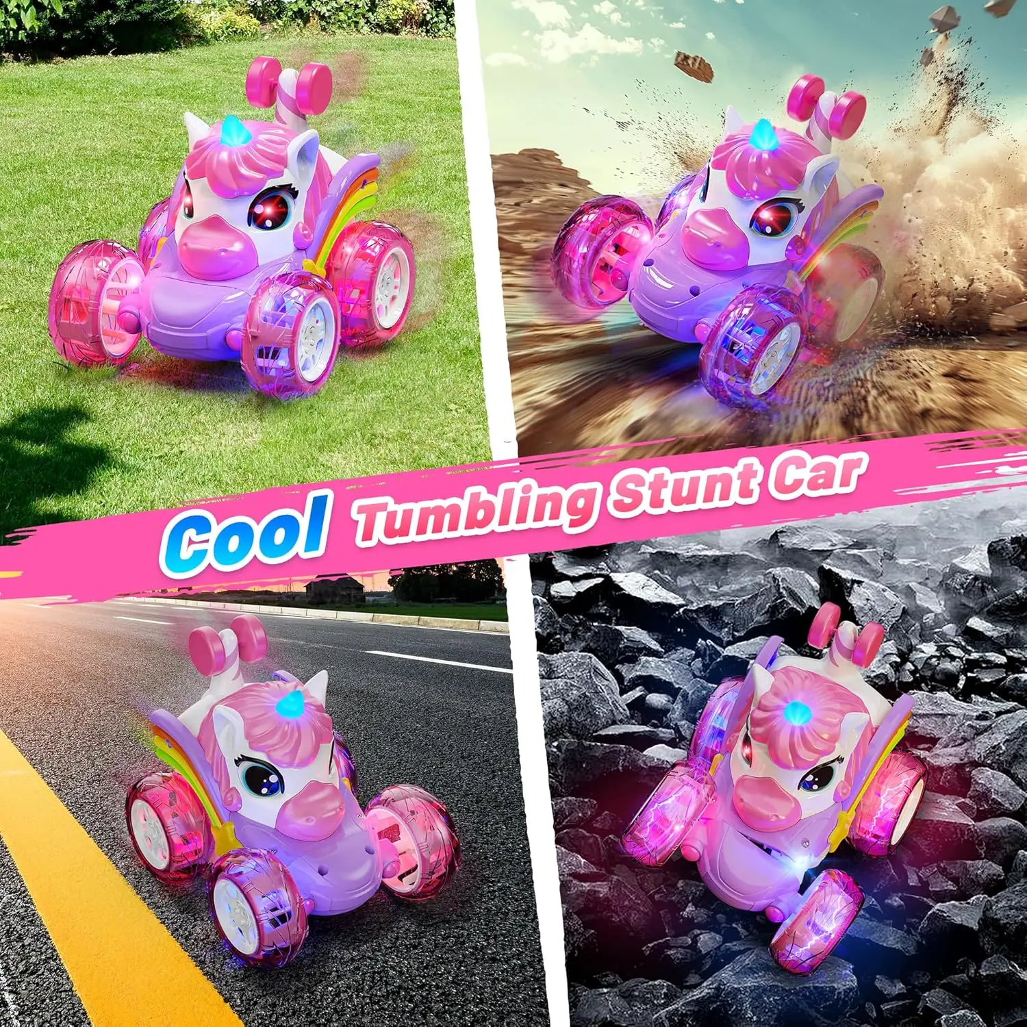 High Quality 2.4G Remote Control 360 Rolling Toys with Lights Music Stunt Car Rechargeable Remote Control Tipper Car for Girls