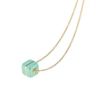 Turquoise Turquoiseturquoise China Manufactory Fashion Jewelry Turquoise Inlay 18k Gold Necklace