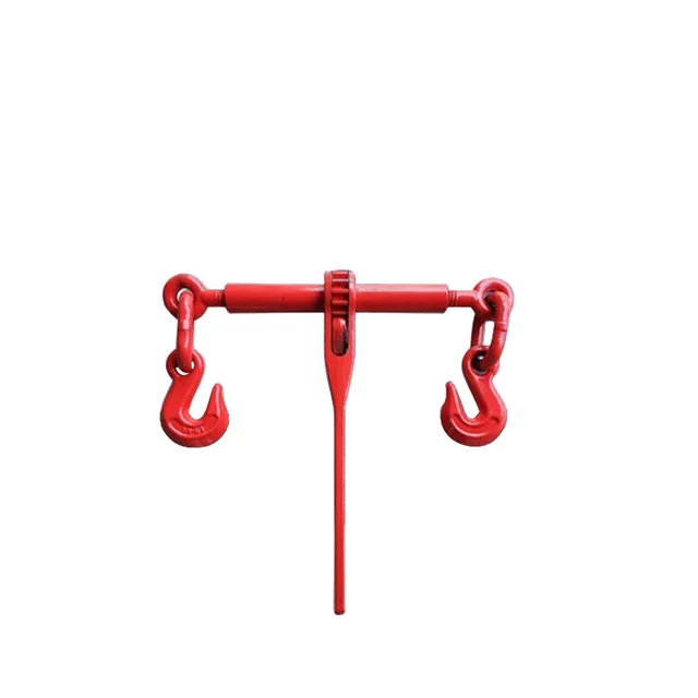 Ratchet Type Red Painted Chain Tensioner Load Binder With Grab Hook Jaw Clevis
