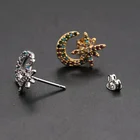 Stud New Handmade Micro Insert Zirconia Gold Brass Star Moon Stud Earring Jewelry For Womens
