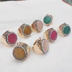 Gemstone Diamond Simple Faceted Round Colored Gemstone Diamond Crystal Ring Men And Women Couple Open Ring