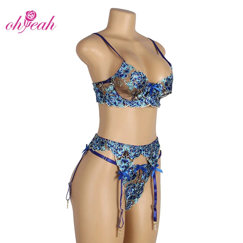 Ohyeah New Arrival Pieces Embroidery Floral Lace Lingerie
