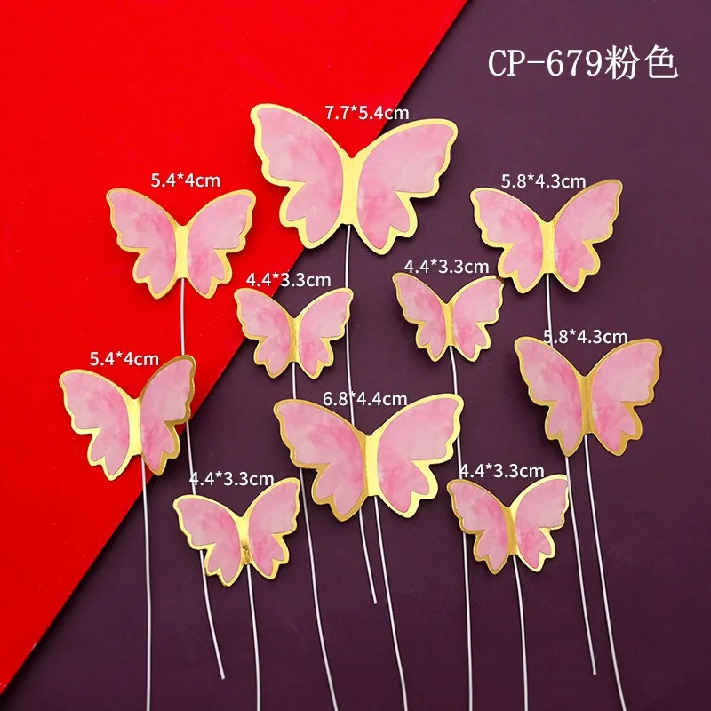 Happy birthday 10pcs Ins Style Butterfly Cake Topper Cake Decoration Happy Mother's Day Easter Wedding party cupcake decor