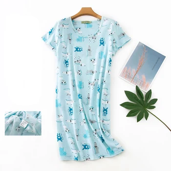 HSZ TT1803 Girl cotton sleepwear Women night dress female cartoon cute pajamas ladies nightwear free size wholesale