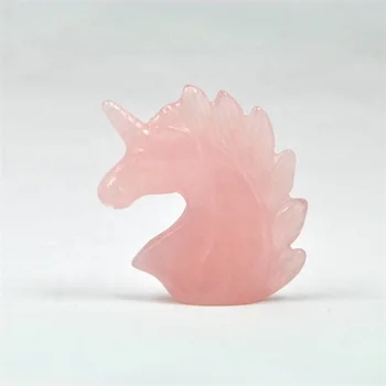 Wonderful High Quality Reiki Rose Animal Quartz Crystal Unicorn Carving
