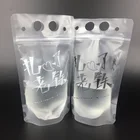 Plastic Pouches Drink Bag Reclosable Hand-Held Translucent Zipper Clear Stand-Up Plastic Drinking Pouches Bags