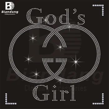 God's Girl Custom Logo Rhinestone Diamante Heat Transfer Rhinestone Designer Charms Crystal Bling Rhinestone Designs Motifs