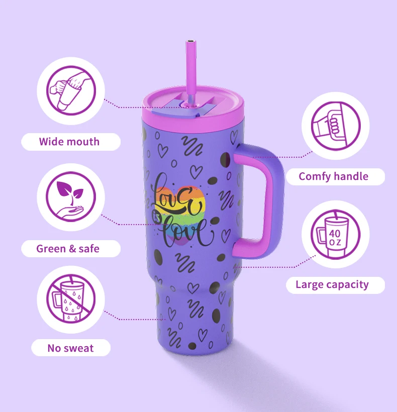 Manufacturer LGBT Stainless Steel Laser Engraved Logo 40Oz Customised Tumblers for Pride Parade details