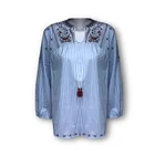 Long Professional Fashion Breathable Long Sleeve Embroidered Broadcloth Polyester Casual Blouse For Women