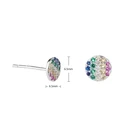 Earrings Earrings S925 Colorful Rainbow Stud Ring Round Shiny CZ Classic Style Girl Earrings