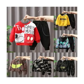 High quality long sleeve pullover and pants letter printing sportswear boys clothing sets