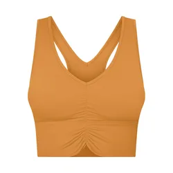Fashion V Neck Scrunch Design Yoga Tops High Impact Shockproof Tank Tops Hot Bra Top Fitness Sports Wear Sports Bra For Women