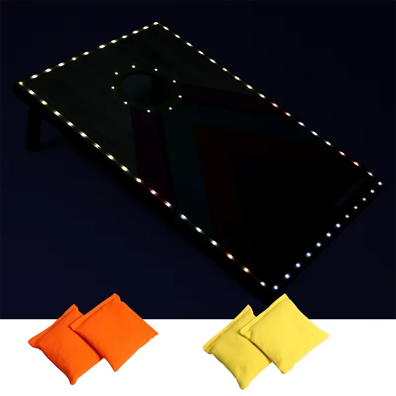 Outdoor Cornhole Board Bean Bag Toss Game Set For Kids And Adults With Light
