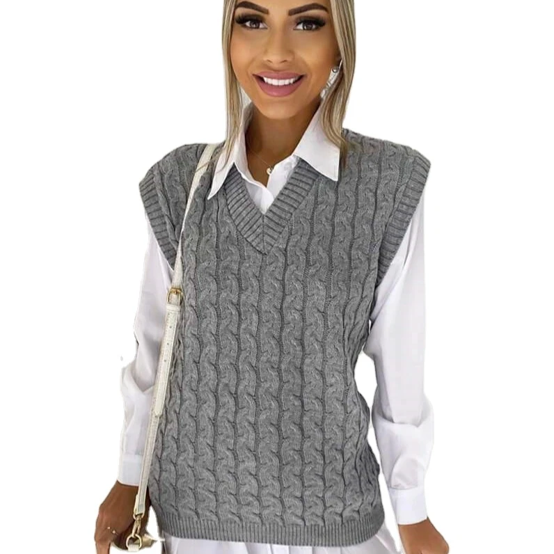 Fashion Spring Solid Color Sleeveless V-neck Knitted High Quality Sweaters  Women Tops Vest - Buy Hot Sales V Neck Vintage 100% Cotton Casual Solid  Fashion Winter Solid Color Sleeveless V-neck Knitted High