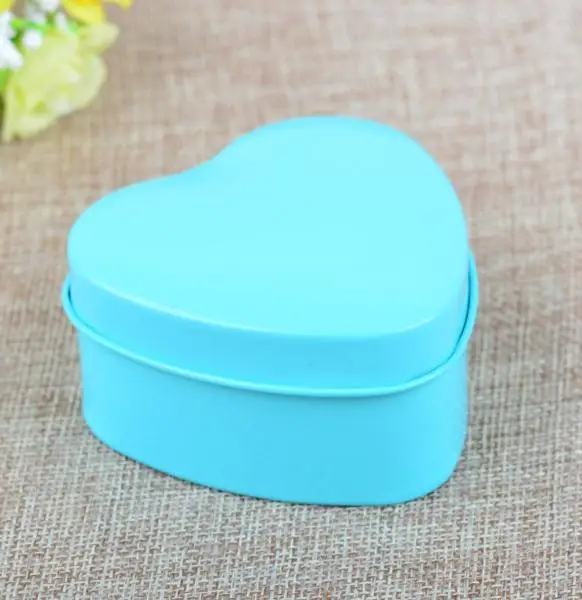 H416 Wedding Party Souvenir Case Necklace Earrings Organiser Gift Packaging Boxes Solid Colour Heart Shape Tin Candy Box