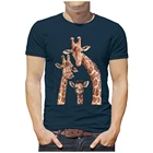 Family 2021 Printed Custom Cotton TShirt Men Short Sleeves Casual Men's T-shirt Family Giraffe Graphic