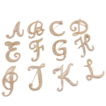 Pearl Letter Brooch Letter A/B/C/D/E/F/G/H/I/J/K/L/M/N/P/R/S/V/W/Y/Z Brooch Pins Alphabet Costume Corsage Channel Brooch Pins