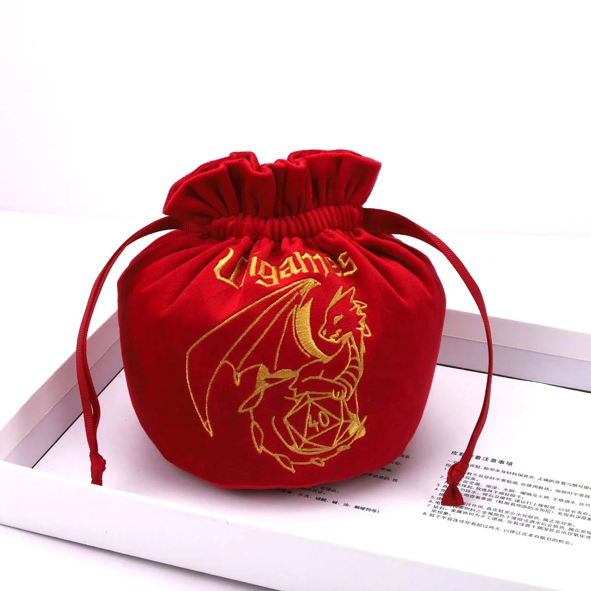 Custom Embroidery Printing Red Velvet Gift Drawstring Bag For Candle Packaging Round Bottom Velvet Candle Pouch