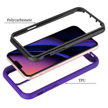 3 in 1 Hybrid Shockproof Colorful TPU Bumper Crystal Clear Hard Acrylic Phone Case For iPhone 11 5.8 2019 PC Front Frame Cover