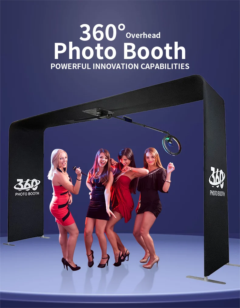 360 Photo Booth Enclosure Photobooth Backdrop with LED Light Tubes and Personalized Logo for Wedding and Christmas Parties H10b4ca8f42a1490daac2b0bed24c3dfdA