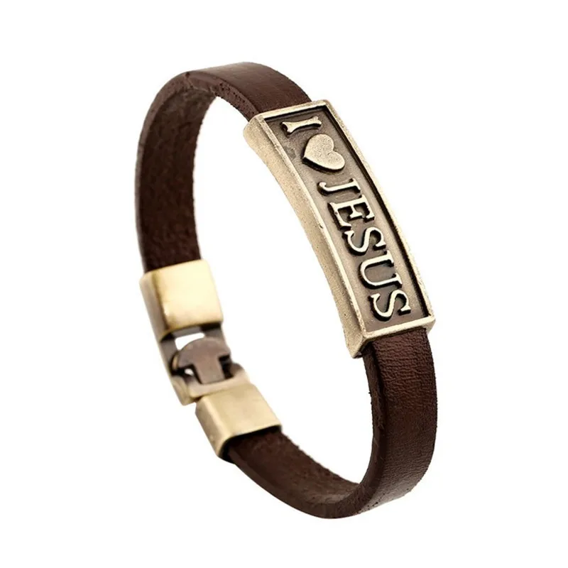 i love jesus leather bracelet