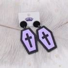 Dangle Earrings Coffin Grave Cross Dangle Earrings Galaxy Black Halloween Holiday Statement Acrylic Earrings