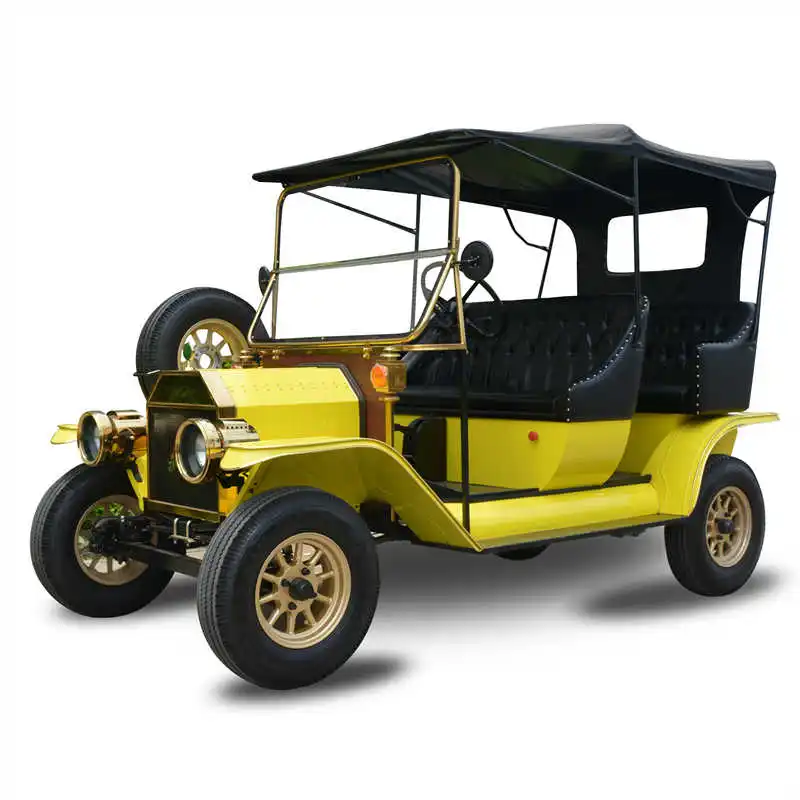 Vintage Classic Electric Golf Cart New Design 4-Wheel Vehicle for Tourists
